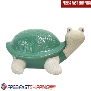 Ceramic Smiling Turtle Garden Decor 8in Weather Resistant Handcrafted Outdoor Indoor Use