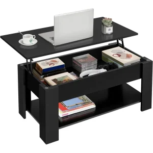 Wooden Lift Top Coffee Table with Large Hidden Storage Shelf