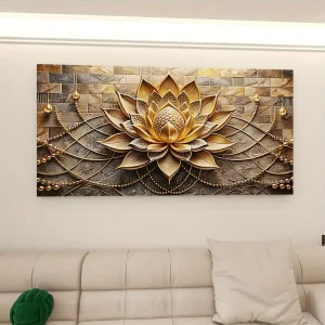 Modern abstract black gold floral canvas art, 1.5 inches thick pine solid wood