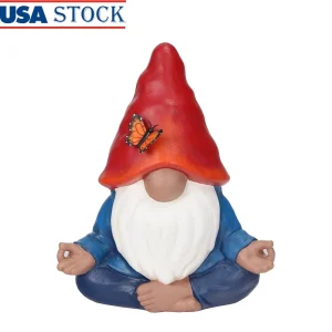 Outdoor Meditating Gnome Garden Decor Weather Resistant Resin Hand-Painted Yoga Figurine Perfect Gift