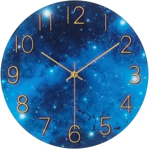 12'' Silent Non-Ticking Wall Clock Cosmic, Beach Sunrise, Seashell, Glass, Battery Operated Analog Clock for Bedroom/Living Room/Kitchen/Office