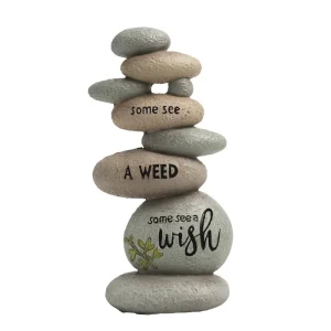 Stacked Rocks Resin Cairn Stones Statue for Japanese Zen Garden Decor,6.2in Fish Tank Aquarium