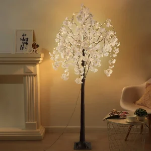 Cherry Blossom Tree Light, 6ft Lighted Trees for Decoration Inside, 450 LED Lights, Warm Light