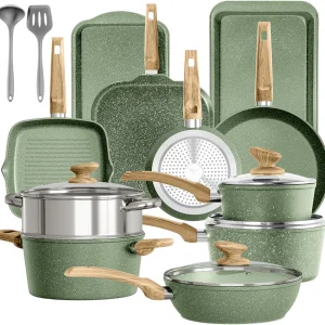 17 Piece cookware Set, Nonstick Induction Granite Kitchen Cookware