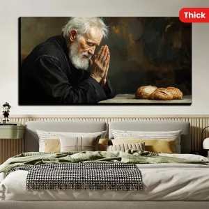 Vintage Prayer Bread Print Art - Home kitchen, living room,1.5 inch thick pine solid wood frame