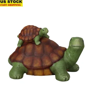 Outdoor Turtle Baby Statue Weatherproof 9.25 x 6 x 6 Inches