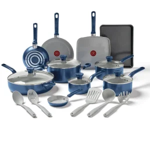 20 Piece Pots and Pans Cookware Set, Electric Blue