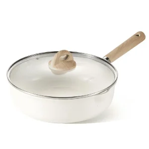 Nonstick Granite Cookware, Healthy Cooking Induction Compatible CAROTE 5.0QT Sauté Pan White Color