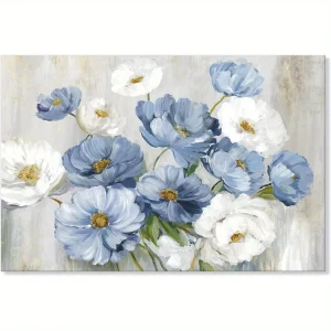 1PC Blue and White Flower Wall Art