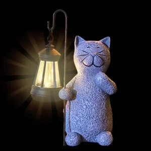 Outdoor Solar Light, Resin Cat Weather-Resistant Garden Light