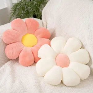 2 PCS pink white daisy shaped throw pillow