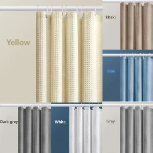 Thickened Waffle Solid Color Shower Curtain, Non-porous Double-sided Waterproof and Mildew