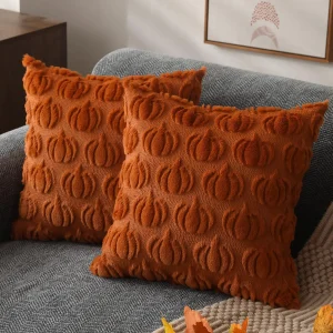 Fall Rust Pumpkin Pillow Covers 18x18 Set of 2, Throw Pillow Cases Only (Pillow Inserts NOT Included)