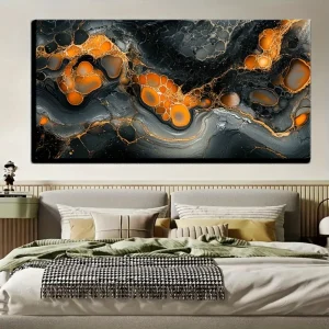 Abstract canvas wall art of marble/stone,1.5 inch thick pine solid wood frame