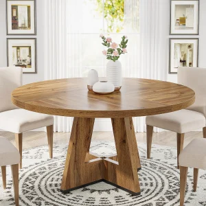 Tribesigns 47 inch Round Dining Table for 4, Farmhouse Table for Kitchen or Dining Room