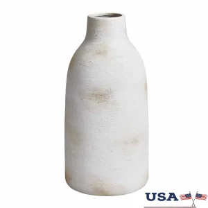 Ceramic Vase 12 Inch Elongated Decorative Vase Brushstroke Matte Finish Display Home Décor Shelf Centerpiece