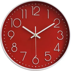 Battery Operated 12 Inch Silent Wall Clock, Non-Ticking Quartz, Large Arabic Numbers