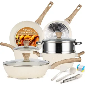 14 Pcs Ceramic Cookware Set Nonstick Non Toxic Healthy Kitchen Cooking Set