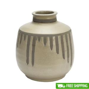 Two-Tone Reactive Glaze Terracotta Vase, Rustic Home Decor, 8.5"x10"