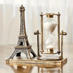 Vintage Eiffel Tower With Hourglass Figurine - Creative Indoor Decor
