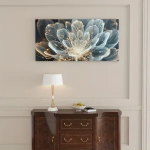 Modern abstract transparent lotus canvas painting, 1.5 inch pine wood frame