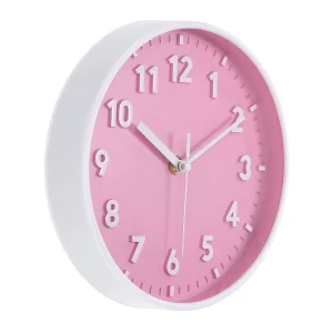 8 Inch Round Wall Clock 3D Number Quartz Battery Operated, Silent Non-Ticking, Decorative Pink, Purple, Green