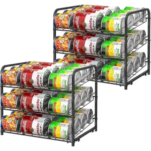 Stackable Can Organizer 2-Pack, Holds 36 Cans - Space-Saving Kitchen/Cabinet Storage Rack