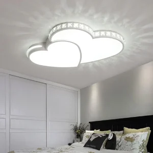 Heart Shaped Crystal LED Ceiling Light, Flush Mount Ceiling Light Romantic Heart Light Fixture