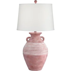 Red Brown Southwestern Style 30 Tall Jug Table Lamp with Sandstone Linen Drum Shade