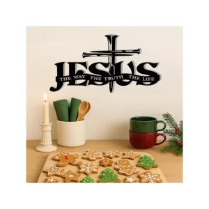 Jesus Cross Metal Wall Art - The Way The Truth The Life Sign | Christian Home Decor